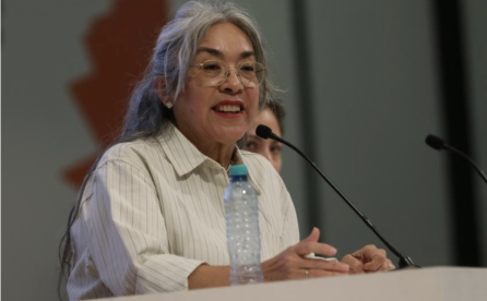 Cristina Rivera Garza en la Fil de Guadalajara.
